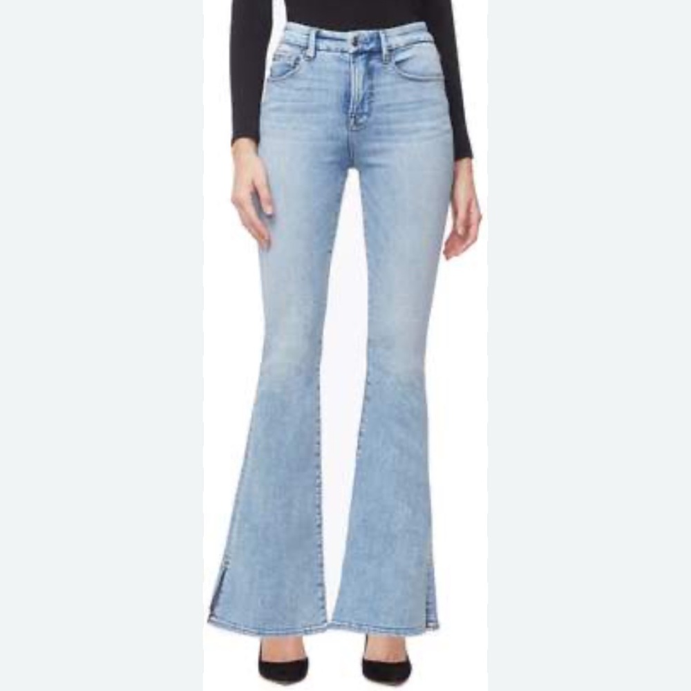 Good American Flare Jeans with split hem